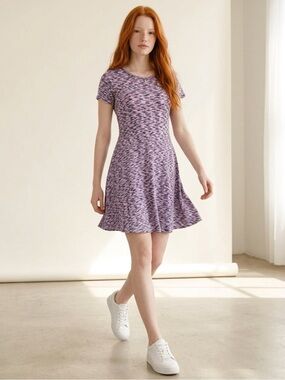 Levi's Purple & Pink Speckled Short Sleeve Fit-and-Flare Dress